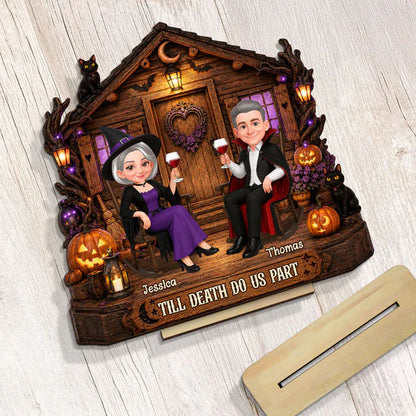Personalized 2-Layer Wooden Plaque, Haunted Cabin Couple Halloween Decor, Unique Gift for Couples