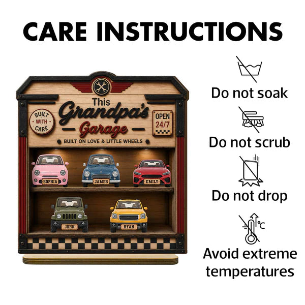 Custom Wooden Plaque for Dad or Grandpa, Warm Garage Keepsake With Little Wheels, Creative Family Gift