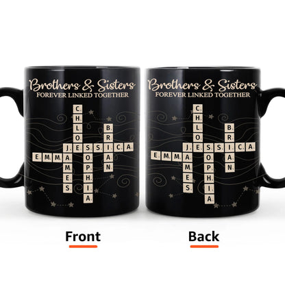 Full Color Mug with Brothers & Sisters Crossword Theme, High Clarity, Fun and Sentimental Gift for Family