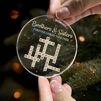 Family Bond Acrylic Ornament with Scrabble Puzzle Design — A Meaningful Christmas Gift for Siblings