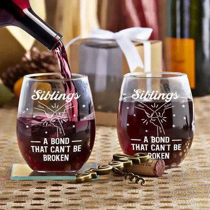 Personalized Brothers Wine Glass with Fist Bump Design Unique Gift for Brother A Bond That Can't Be Broken