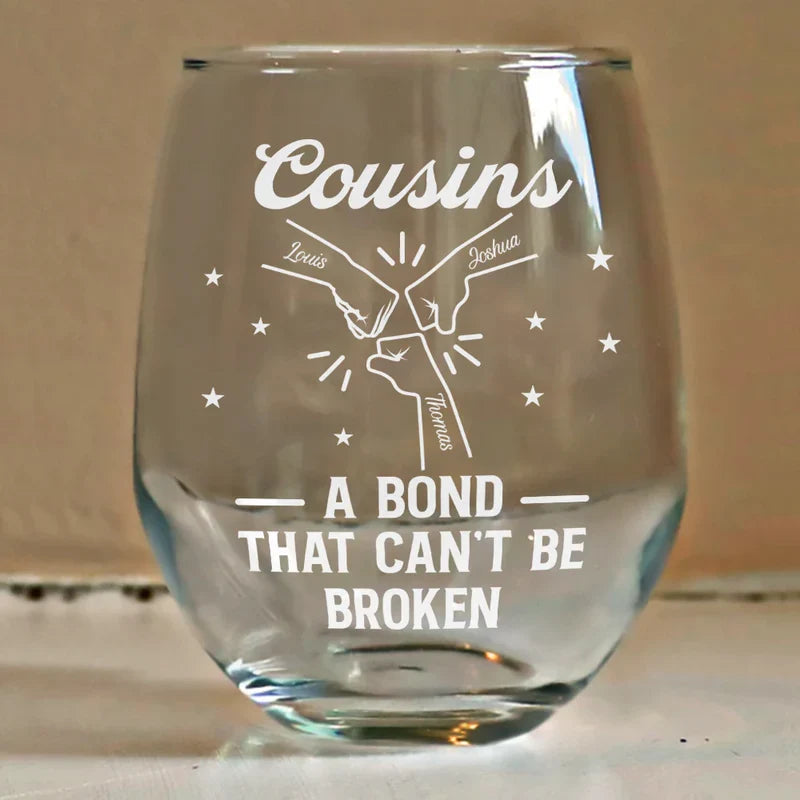 Personalized Brothers Wine Glass with Fist Bump Design Unique Gift for Brother A Bond That Can't Be Broken