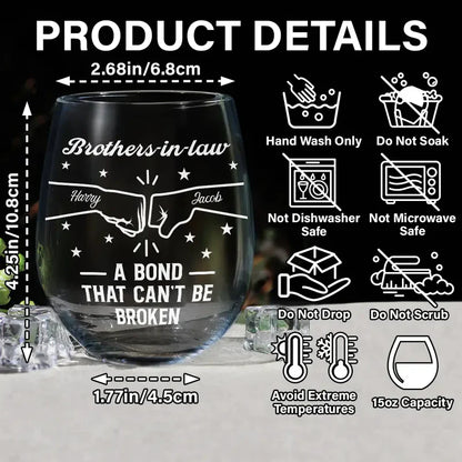 Personalized Brothers Wine Glass with Fist Bump Design Unique Gift for Brother A Bond That Can't Be Broken