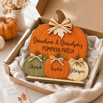 Grandma & Grandpa's Pumpkin Patch Wooden Plaque, Heartwarming Personalized Keepsake and Creative Family Gift