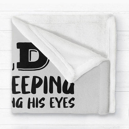 Personalized Fleece Blanket, Resting His Eyes Armchair Dad Cartoon, Unique Father's Day Gift for Dad