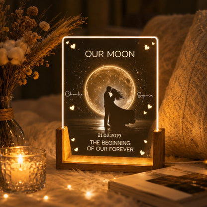 Custom LED Light Frame with Our Moon Quote, Soft Glow Creative Gift for Partner & Anniversary Memory