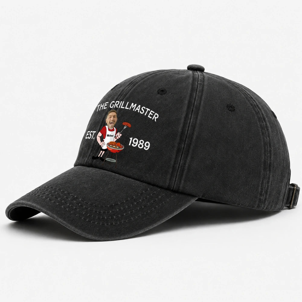 Custom Washed Denim Baseball Cap for Grillmaster Dad, Creative Gift for Backyard Cookout Memories