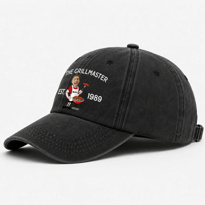 Custom Washed Denim Baseball Cap for Grillmaster Dad, Creative Gift for Backyard Cookout Memories