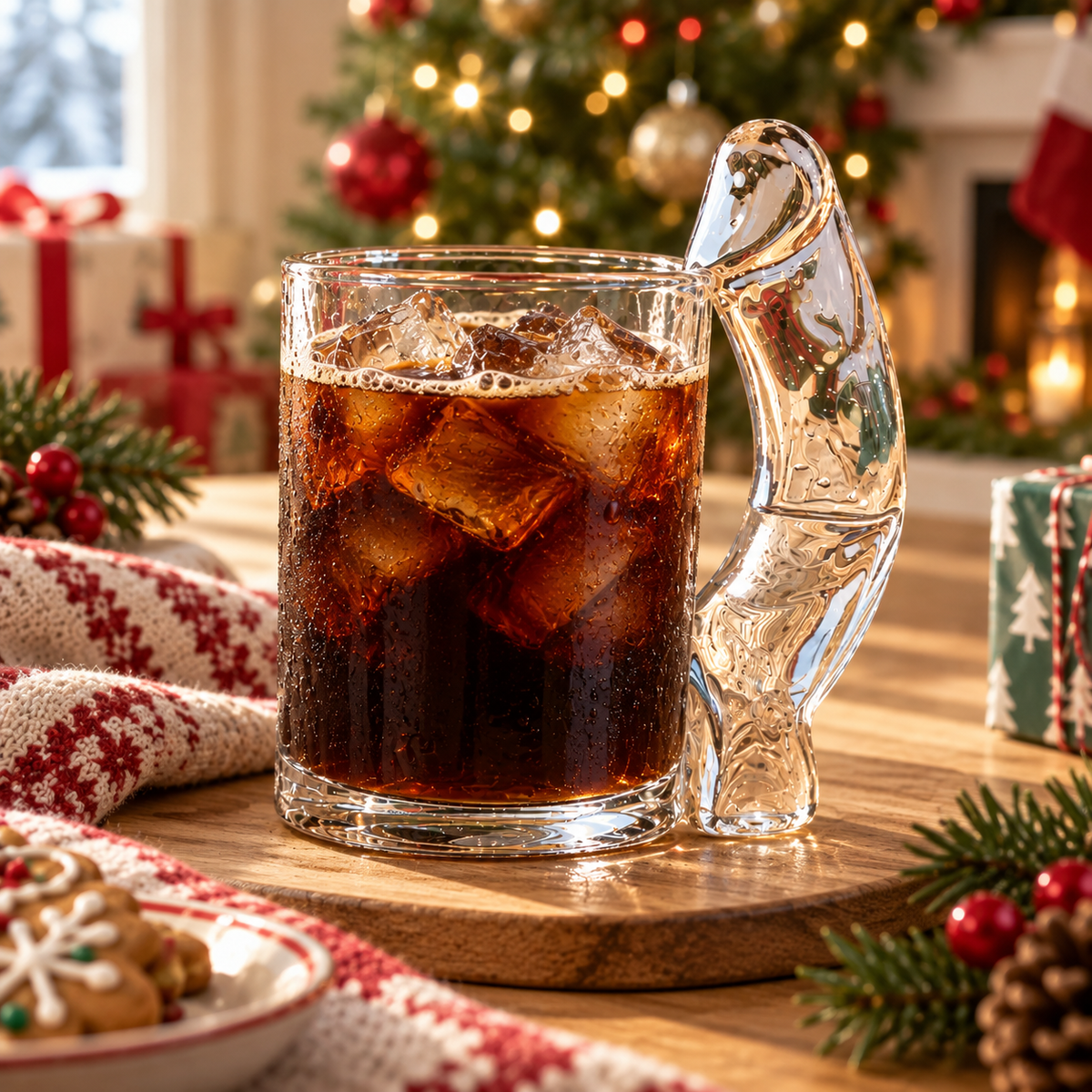 Personalized Curved Handle Glass Mug with Playful Silhouette, Unique Christmas Gift for Friends