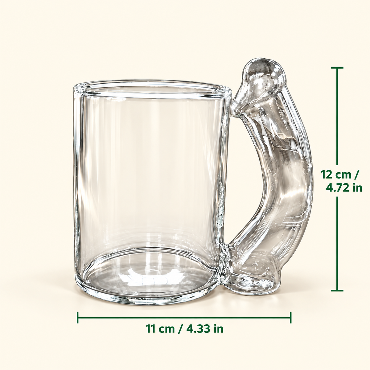 Personalized Curved Handle Glass Mug with Playful Silhouette, Unique Christmas Gift for Friends