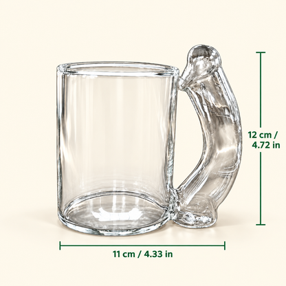 Personalized Curved Handle Glass Mug with Playful Silhouette, Unique Christmas Gift for Friends