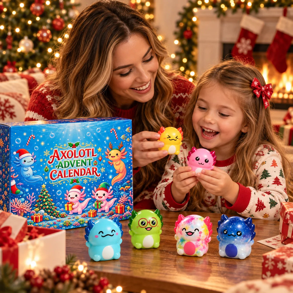 Axolotl Squishy Advent Calendar, Personalized Colorful Undersea Countdown, Creative Gift for Kids