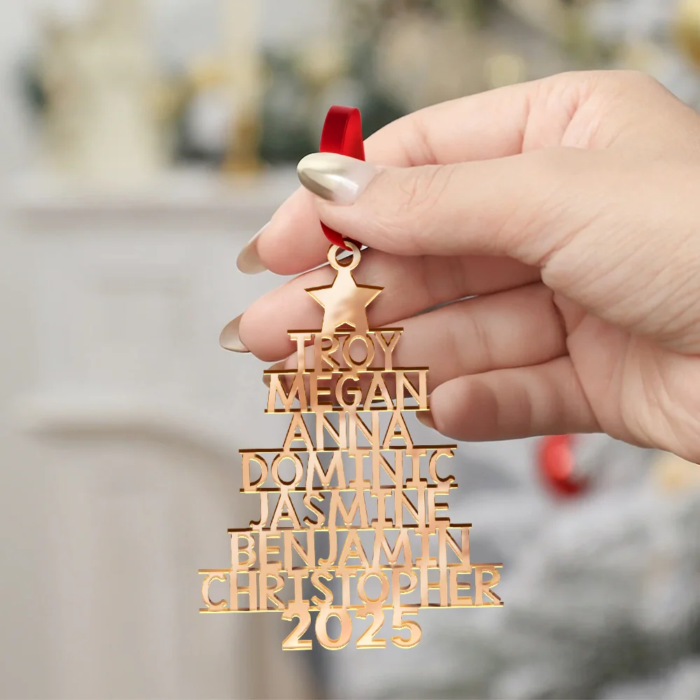 Christmas,Gift For Bestie,Family,Gifts For Colleagues,Happy - Christmas Tree Family Bestie Coworker Custom Name - Personalized DIY Mirror Acrylic Ornament