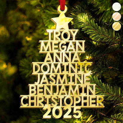 Christmas,Gift For Bestie,Family,Gifts For Colleagues,Happy - Christmas Tree Family Bestie Coworker Custom Name - Personalized DIY Mirror Acrylic Ornament