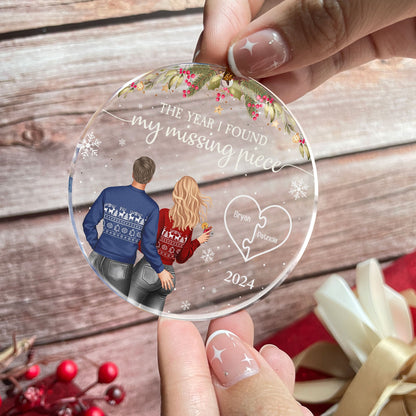 Personalized Acrylic Ornament for Couple, The Year I Found My Missing Piece Christmas Tree Decor, Unique Gift