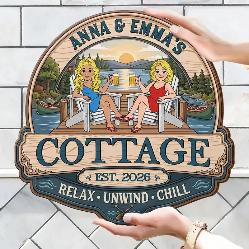 Personalized Wooden Sign, Relax Unwind Chill Sunset Lake Scene, Creative Gift for Couples