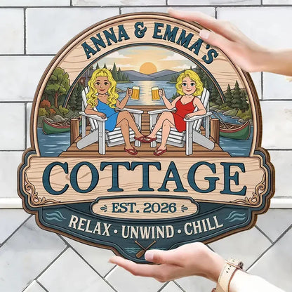 Personalized Wooden Sign, Relax Unwind Chill Sunset Lake Scene, Creative Gift for Couples