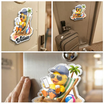 Personalized Acrylic Magnet with Cute Cruise Duck Art, Creative Gift for Family & Friends