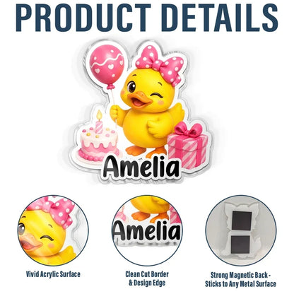 Personalized Acrylic Magnet with Cute Cruise Duck Art, Creative Gift for Family & Friends