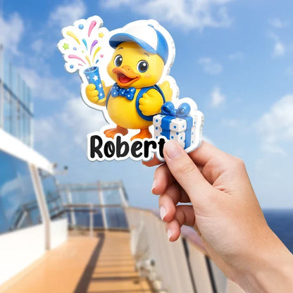 Personalized Acrylic Magnet with Cute Cruise Duck Art, Creative Gift for Family & Friends