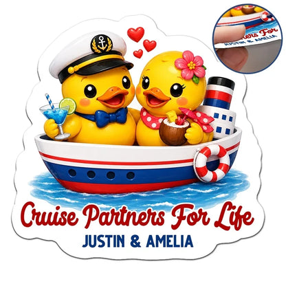 Custom Cruise Partners For Life Acrylic Magnet, Nautical Duck Couple Unique Gift for Partners