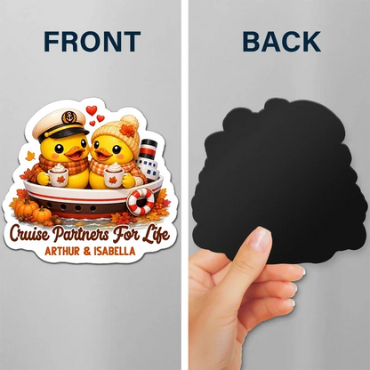 Custom Cruise Partners For Life Acrylic Magnet, Nautical Duck Couple Unique Gift for Partners