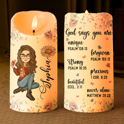 Personalized Flameless LED Candle with Bible Verses, Heartwarming Gift for Family and Friends