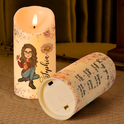 Personalized Flameless LED Candle with Bible Verses, Heartwarming Gift for Family and Friends
