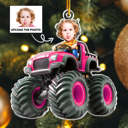 Off-Road Truck Acrylic Ornament with Customizable Photo, Playful Design for Room Décor, Gift-Ready for Children