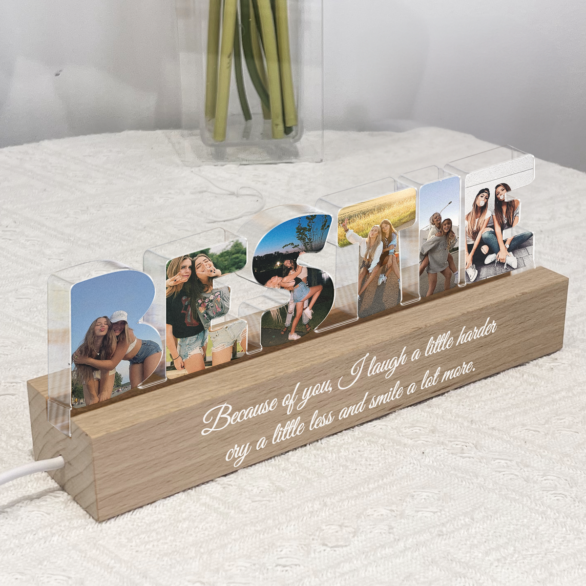 Custom Friendship Shaped Acrylic Block LED Plaque Night Light Gift, Multiple Roles To Choose From