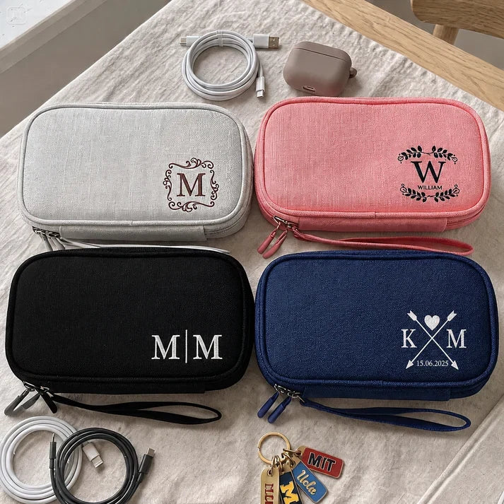 Personalized Oxford Cable Organizer, Keep Everyday Tech Together, Unique Creative Gift for Travelers