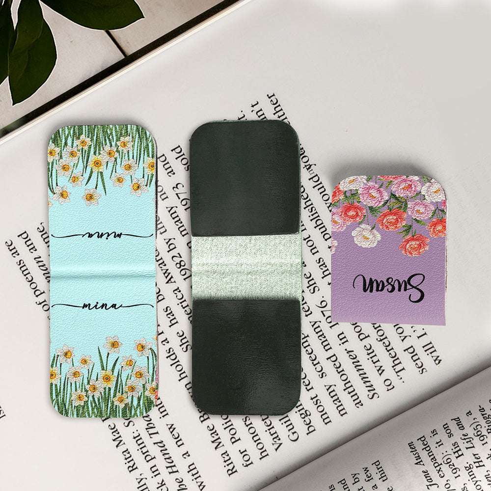 Personalized Leather Magnetic Bookmark with Birth Flower Design for Book Lovers - Unique Gift for Readers