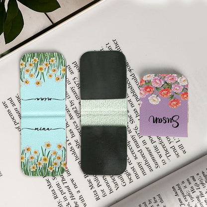Personalized Leather Magnetic Bookmark with Birth Flower Design for Book Lovers - Unique Gift for Readers