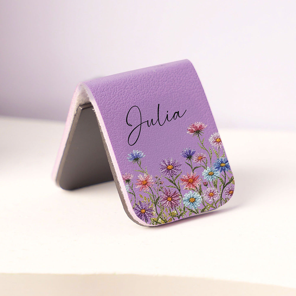 Personalized Leather Magnetic Bookmark with Birth Flower Design for Book Lovers - Unique Gift for Readers