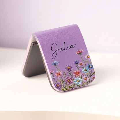 Personalized Leather Magnetic Bookmark with Birth Flower Design for Book Lovers - Unique Gift for Readers