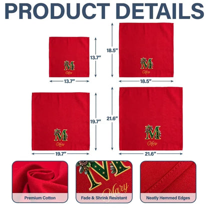 Personalized Reusable Cotton Napkin, Festive Christmas Table Setting, Creative Gift for Meaningful Family Gatherings