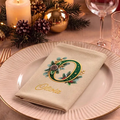 Personalized Reusable Cotton Napkin, Festive Christmas Table Setting, Creative Gift for Meaningful Family Gatherings