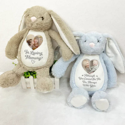 Personalized Plush Bunny with Custom Photo and 'I'm Always With You' Message - Unique Memorial Gift