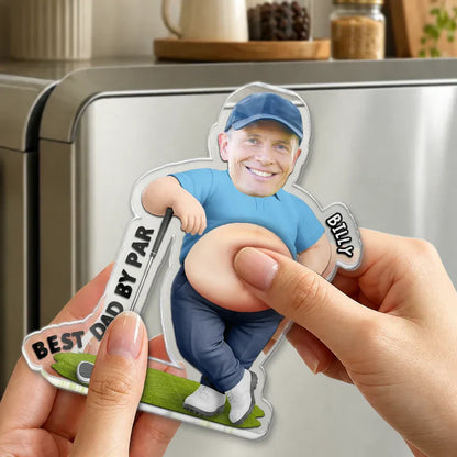 Personalized Custom Photo Silicone Belly Acrylic Magnet, Golf Dad Squishy Fridge Decor, Unique Creative Gift