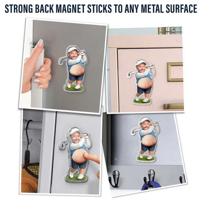 Personalized Custom Photo Silicone Belly Acrylic Magnet, Golf Dad Squishy Fridge Decor, Unique Creative Gift