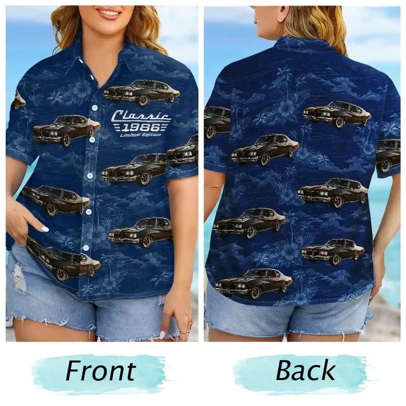 Custom Hawaiian Shirt with Vintage Car Pattern, Nostalgic Vacation Look, Creative Gift for Dad or Husband