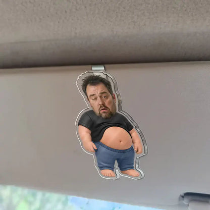 Funny Dad Bod Acrylic Car Visor Clip, Personalized Father Figure Creative Gift For Drivers