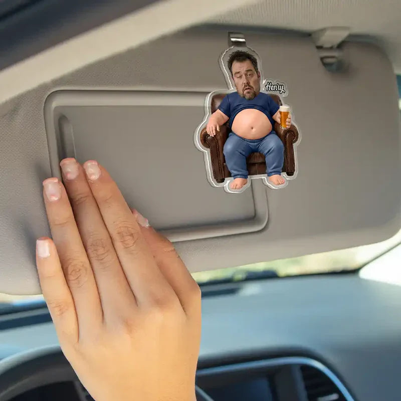 Funny Dad Bod Acrylic Car Visor Clip, Personalized Father Figure Creative Gift For Drivers