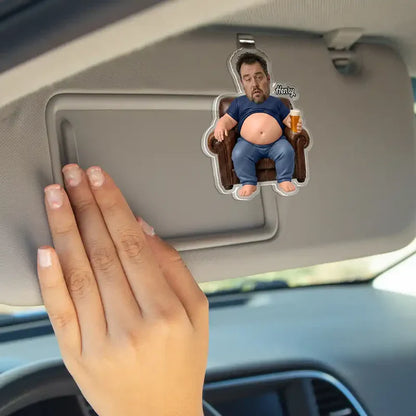 Funny Dad Bod Acrylic Car Visor Clip, Personalized Father Figure Creative Gift For Drivers