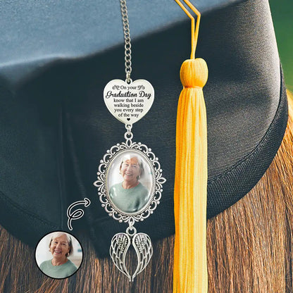 Personalized Stainless Steel Tassel Charm with Custom Photo Graduation Day Quote, Meaningful Unique Gift for Graduates
