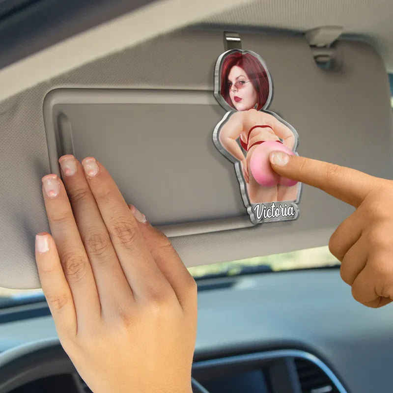 Custom Photo Car Visor Clip With Cheeky Humor Quote, Unique Creative Gift For A Fun Commute
