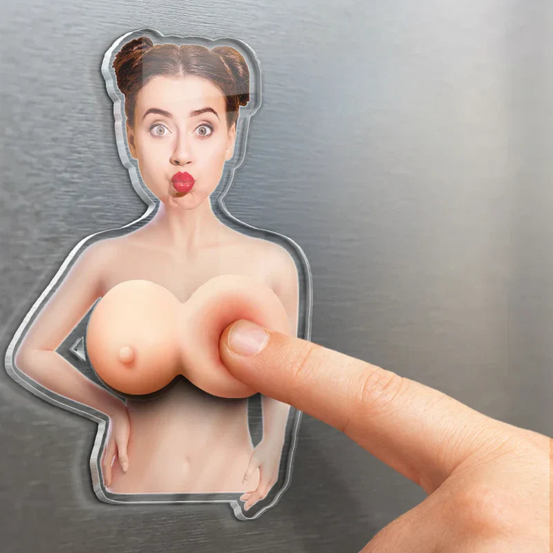 Custom Photo Silicone Acrylic Magnet, Funny Front Facing Fridge Keepsake, Creative Gift for Partner