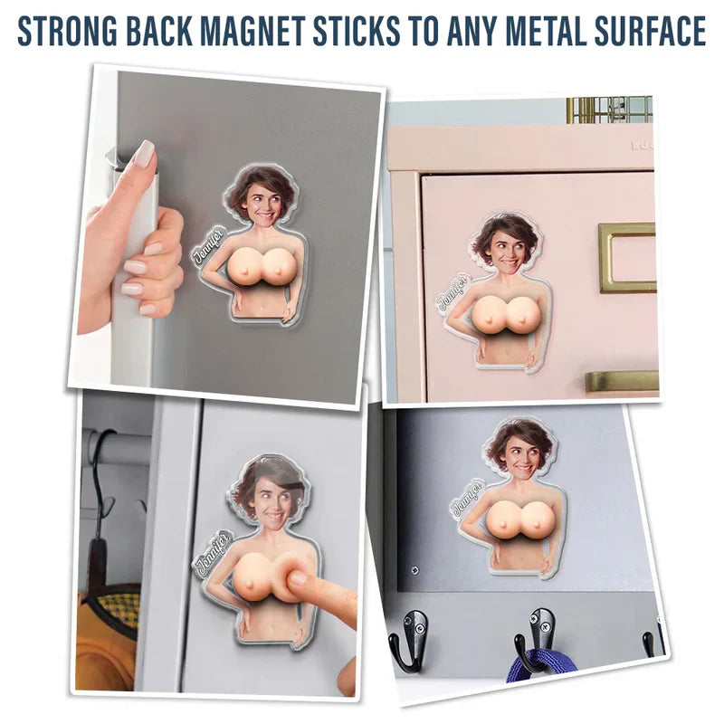 Custom Photo Silicone Acrylic Magnet, Funny Front Facing Fridge Keepsake, Creative Gift for Partner