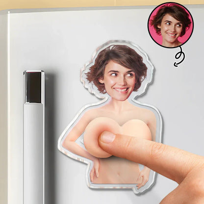 Custom Photo Silicone Acrylic Magnet, Funny Front Facing Fridge Keepsake, Creative Gift for Partner