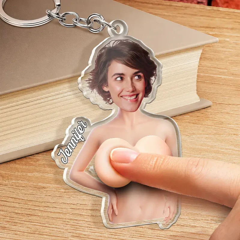 Personalized Photo Keychain, Cheeky Squishy Cutout for Friends, Unique Creative Gift